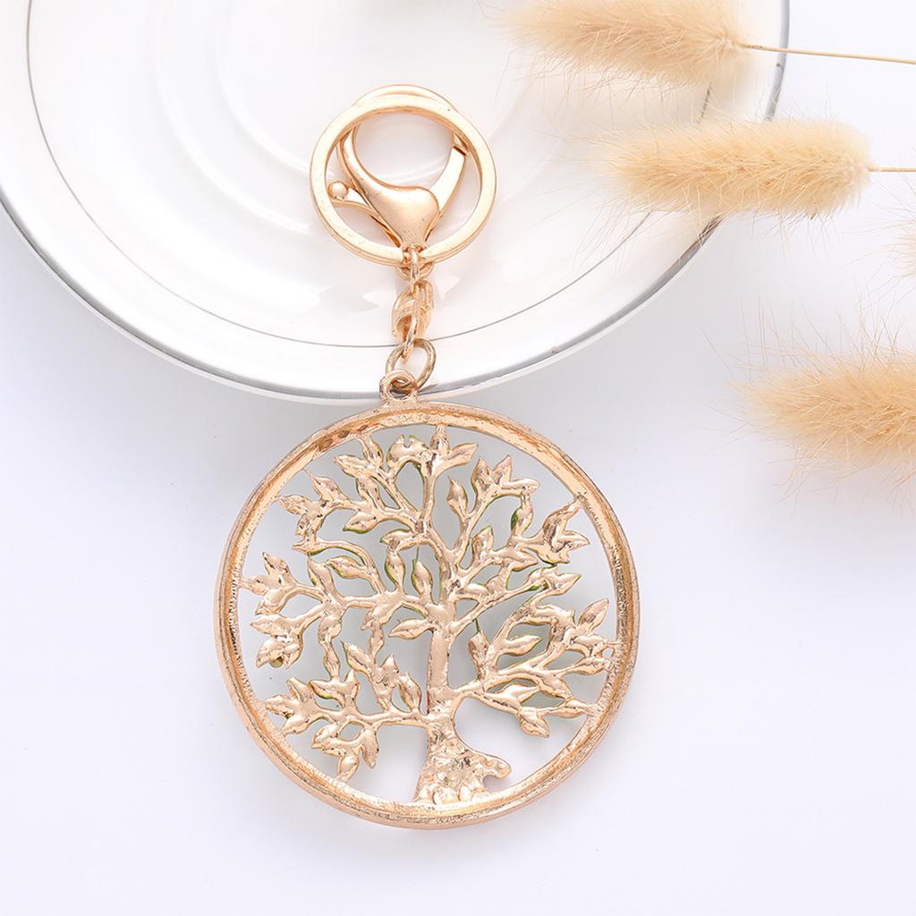 Rhinestone Round Trees Keychains Alloy Key Holder Goodie Bag Stuffers Supplies for Modern Home Decor