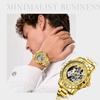 Men's Automatic Mechanical Watch, 44mm Skeleton Hollow Dial Luminous Hands 30M Waterproof Stainless Steel Business Wrist Watch