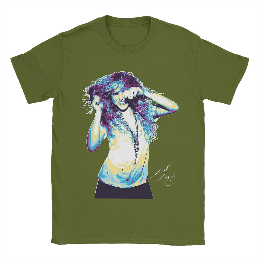 Vintage Singer Shakira TShirts for Unisex Round Neck Cotton T Shirts Short Sleeve Tee Shirt Unique Tops