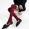 Japanese Ballet Styles Thigh High Leg Warmer Ribbed Knitted Split Buttons Over Knee Footless Socks for Fashionable Women