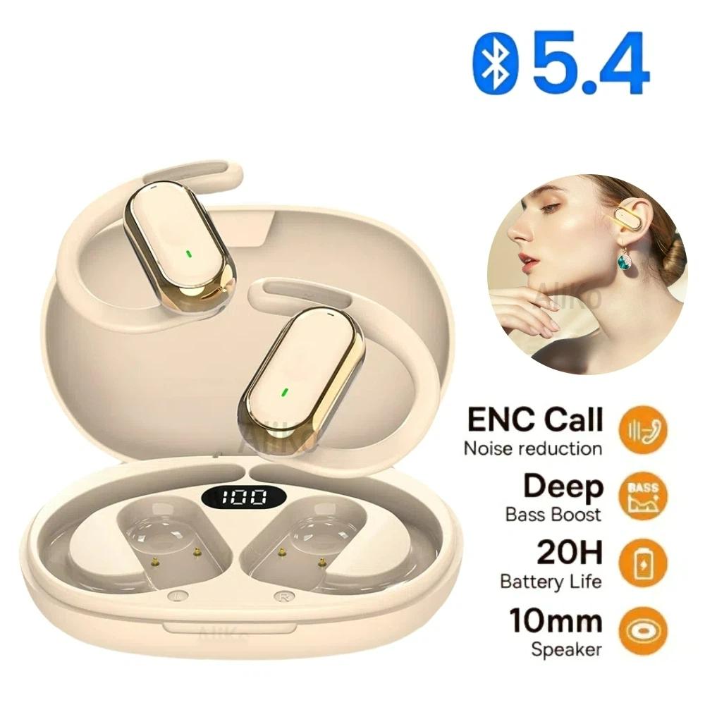 Wireless Headphone Bluetooth 5.4 Headset Smart Adjustable Earphones Touch Sports Waterproof Earbuds Stereo Music Earphone For All Smartphone