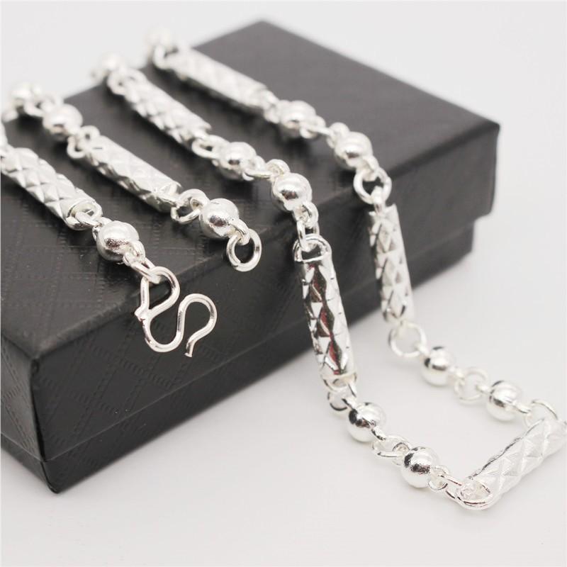 Silver Plated Silver Necklace Trendy Men Dragon Cloth Pattern Silver Necklace Imitation Silver Faucet Necklace Jewelry Men
