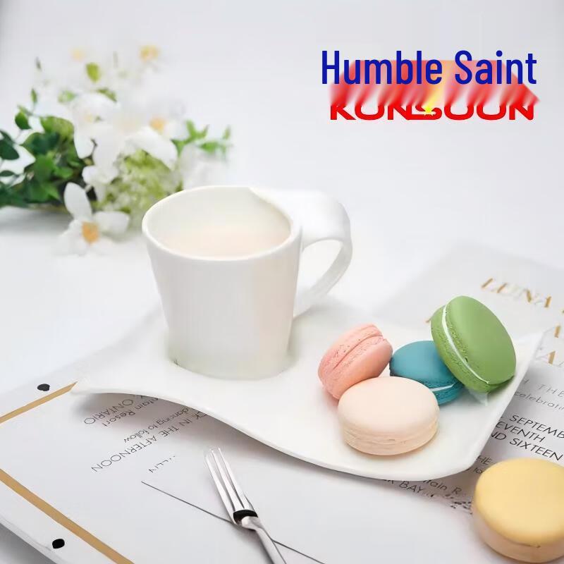 Qianxing Simple White Ceramic Coffee Cup and Saucer Set