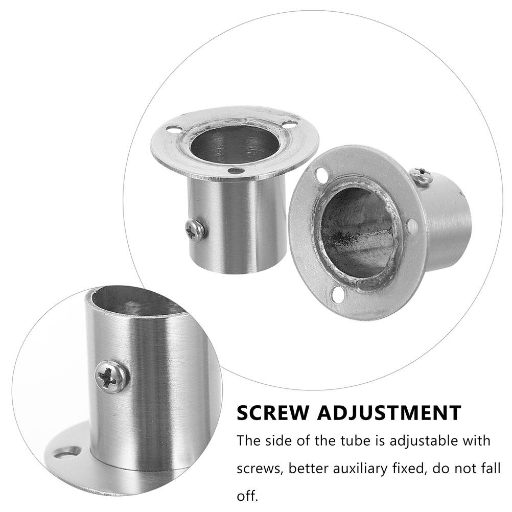 2Pcs Stainless Steel Closet Rod Holder Strong Heavy Duty Wall Mount Socket for Wardrobe Curtain Rod Support Closet Bar Bracket