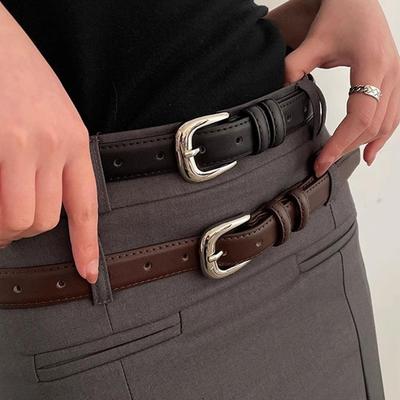 New Fashion Versatile Thin Belt Decorative Suit Waist Jeans Belt Skirt Black With T7L0