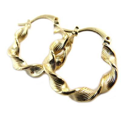 [P1697] - Gold Plated Hoop Earrings 'Torsades' - 20 Mm 3 Mm
