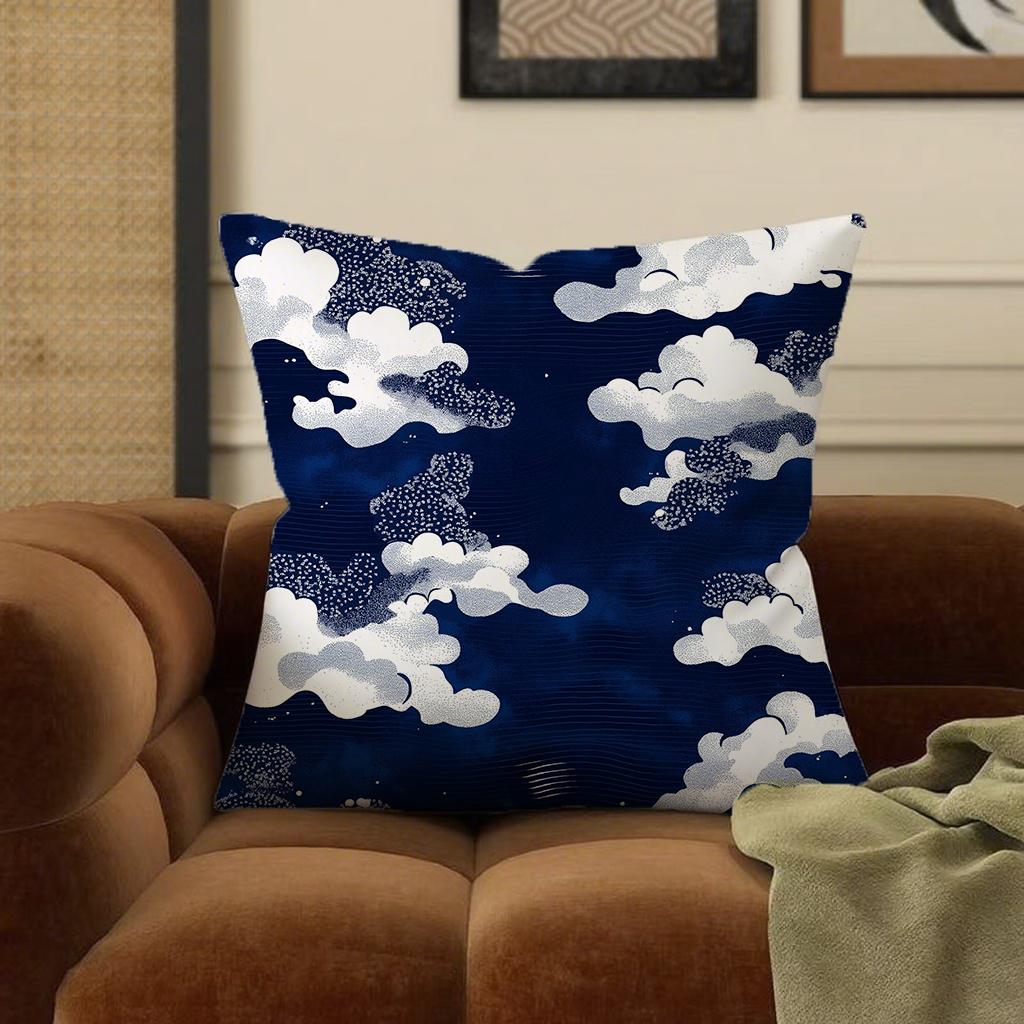 

Blue and white wavy pattern pillowcasesSuitable for sofa car bedroom decorative cushion cover pillow cover 16x16Inch
