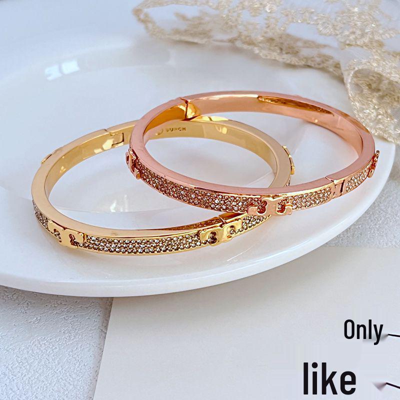 

Elegant European & American Full Diamond Inlaid Metal Bangle золотой