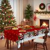 Red Christmas Tablecloth, Snowflake Santa Snowman Pattern, Round Dining Table Cloth Light Luxury Coffee Table Cloth