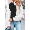Women's Loose Casual Color Blocked Lapel Button Long Sleeved Shirt Top Long Sleeved Shirt