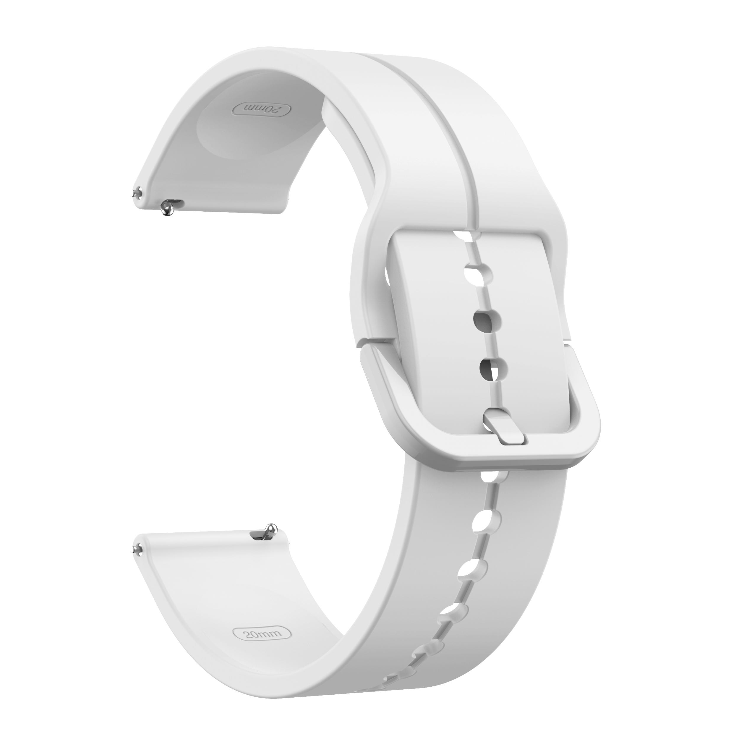 

For Garmin VivoMove Trend/Luxe/Style 20mm Watch Band Silicone Wrist Strap with Square Buckle White