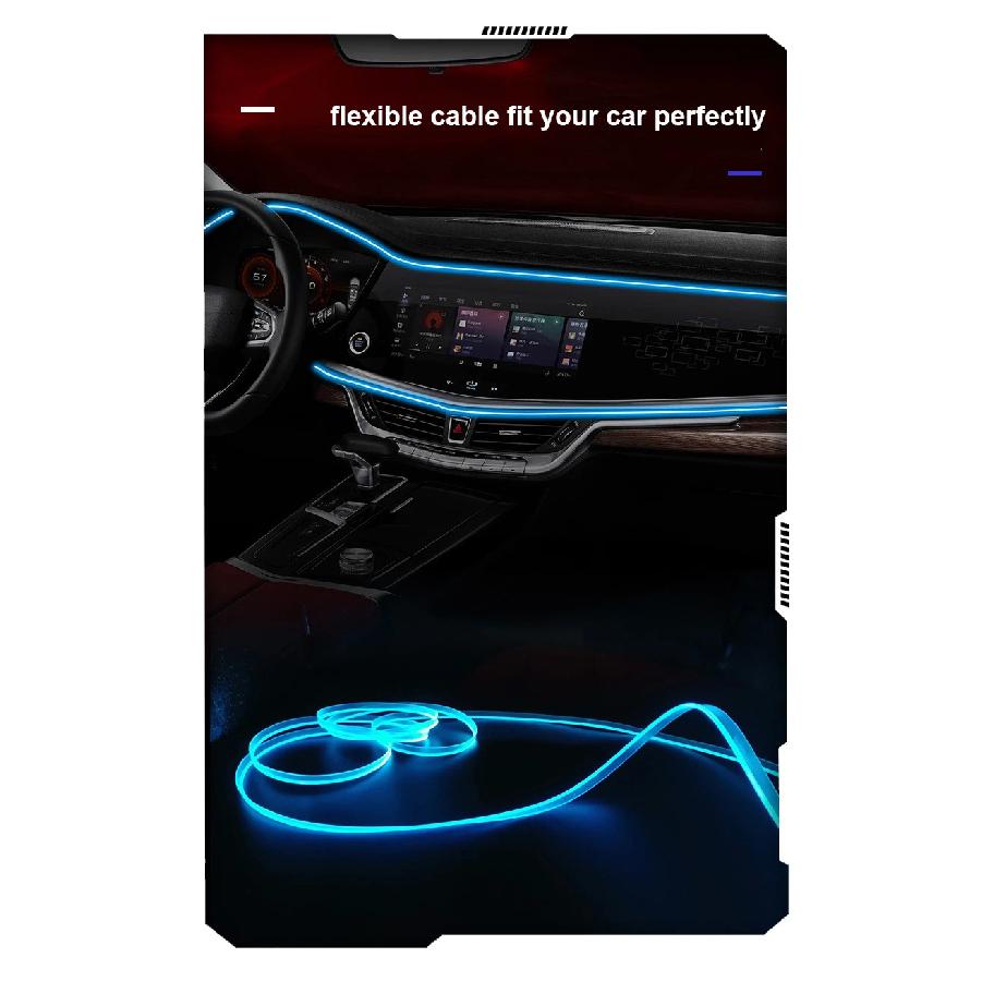 1/2/3/4/5M Auto-Innenraum RGB LED Lichtleiste Umgebungsneon Unsichtbares Licht USB Glasfaser Atmosphärenlampe unterstützt APP-Steuerung