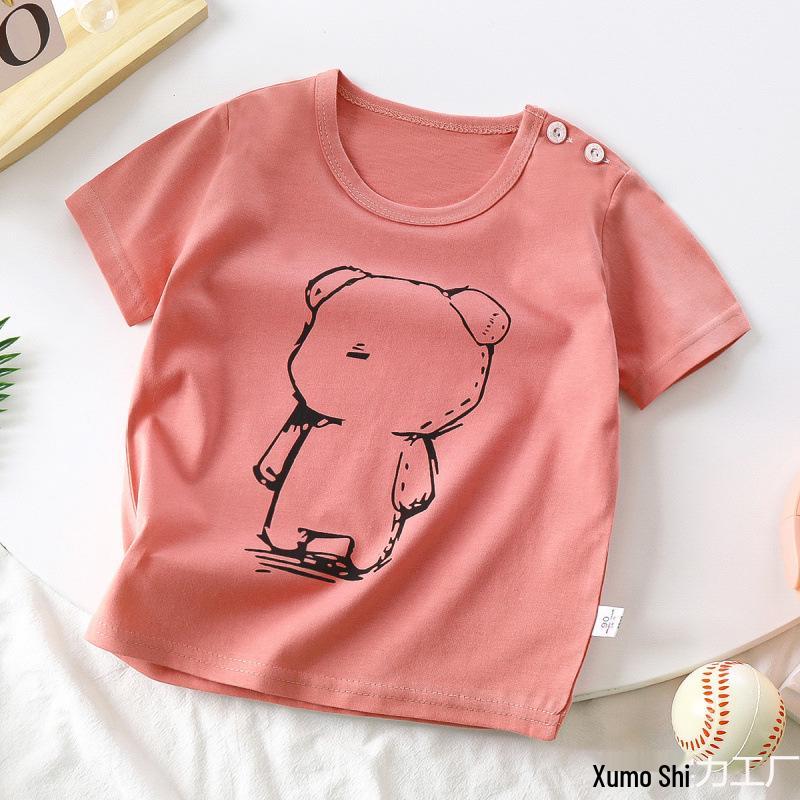 Kids' Cartoon Short Sleeve T-Shirt: Korean Style for Boys and Girls