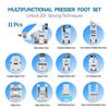 11Pcs/set Sewing Machine Presser Feet Kit, Rolled Hem Feet, Invisible Zipper Foot For Low Shank Sewing Machine