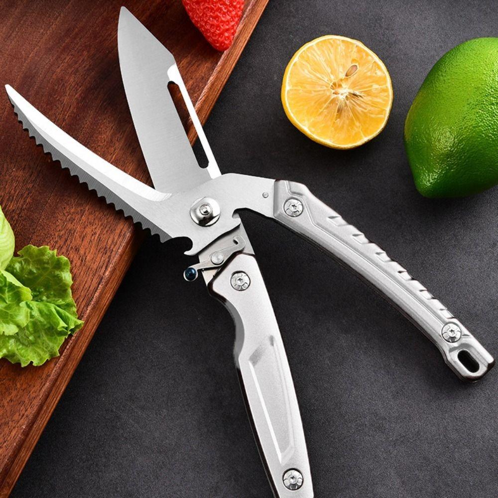 with Safety Buckle Kitchen Scissor Stainless Steel Barbecue Scissor Chicken Bone Scissor Fruit