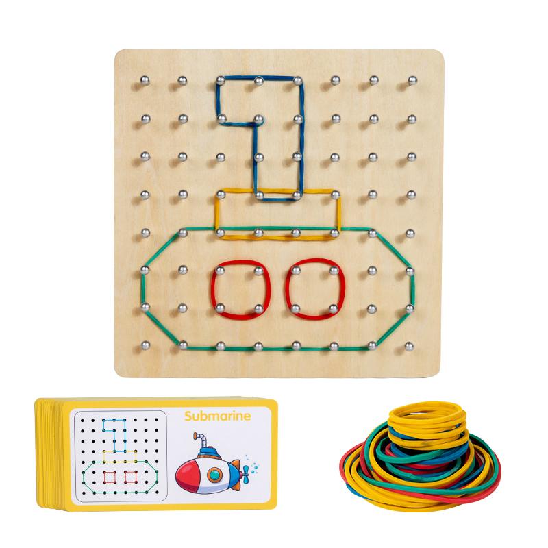 

Wooden Handmade DIY Nail Boards Geometric Creative Toys Rubber Band and Board Game Home Decoration Wooden Board Spatial Toy 14-15cm&4mm