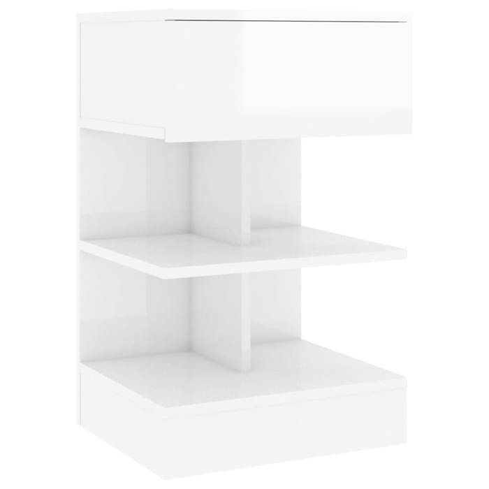 Table de chevet - Maison Exclusive - Blanc brillant - Bois d’ingénierie - 40 x 35 x 65 cm