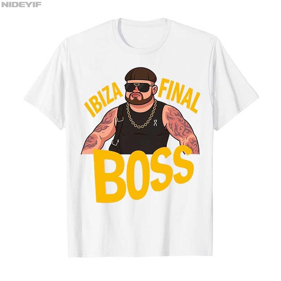 Funny Viral Bower Haircut Ibiza Final Boss Meme Club Summer T-shirt For Men Women 100% Cotton T Shirts Short Sleeve Tops P386