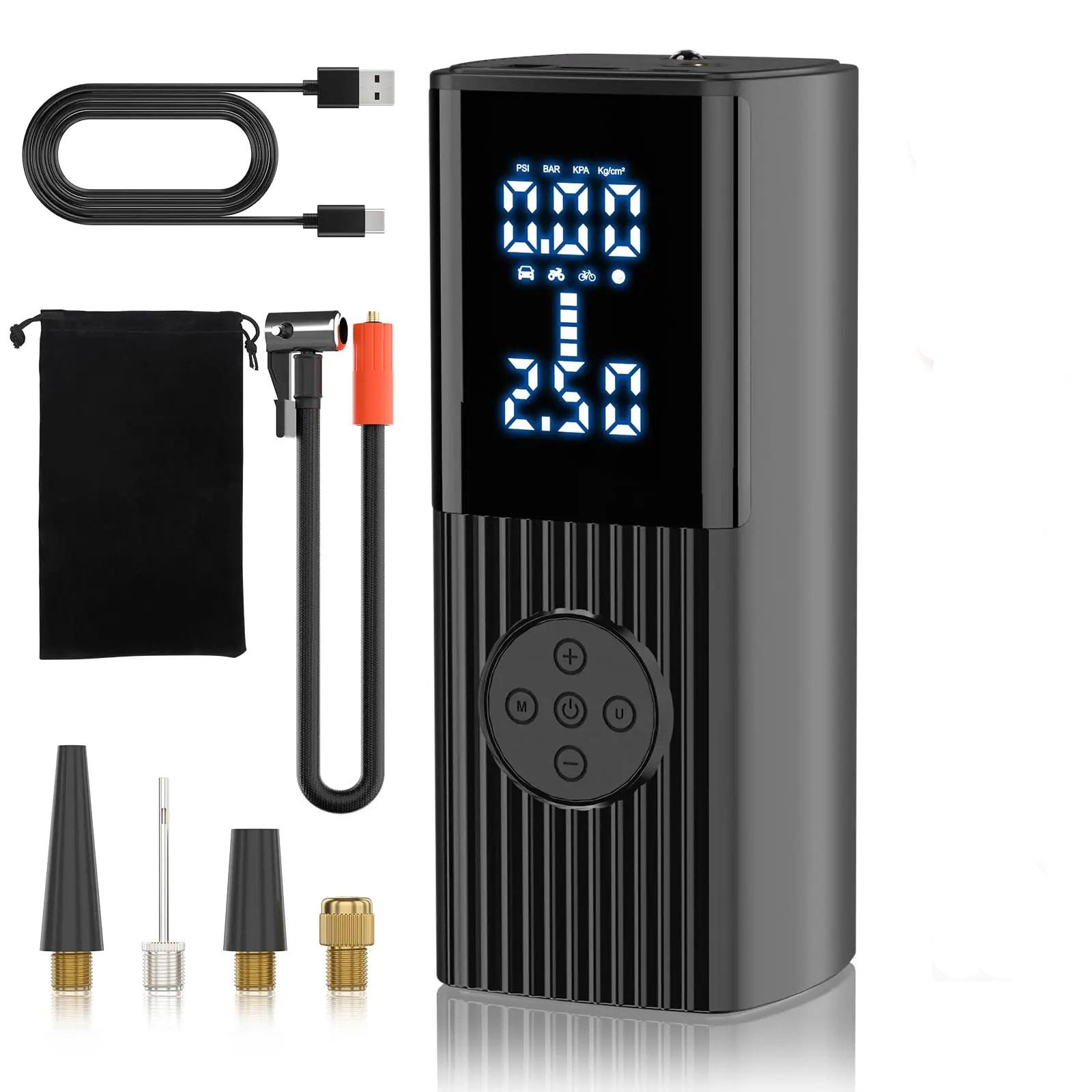 

25000 мАч автомобильный воздушный компрессор портативный шинный воздушный насос 150PSI ЖК-цифровой дисплей электрический воздушный насос с лампой для мячей мотоциклов чёрный