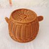 Modern Plastic Storage Bin With Woven Texture Stylish Home Decors Basket Suitable For Living Room And Office