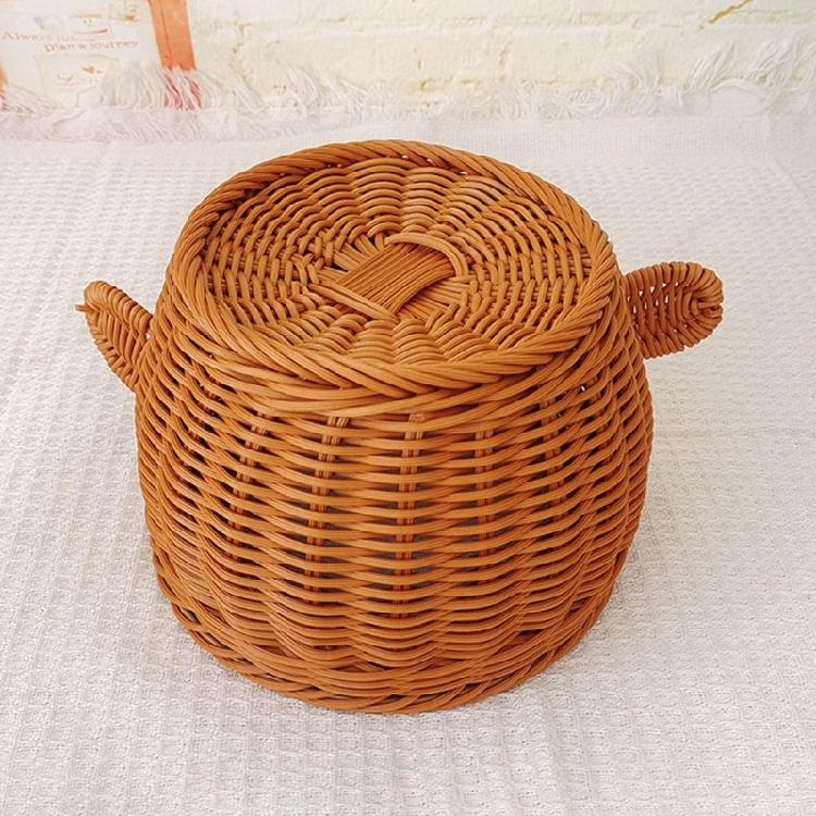 Modern Plastic Storage Bin With Woven Texture Stylish Home Decors Basket Suitable For Living Room And Office