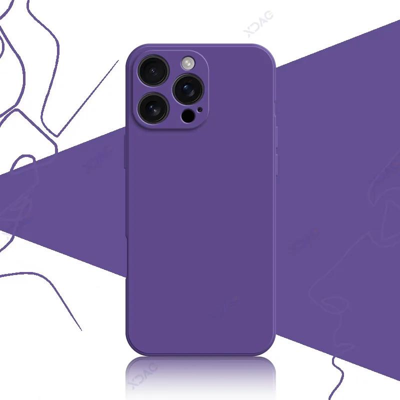 Luxury Square Liquid Silicone Case Cover for iPhone 16 Pro Max Plus iPhone16 16Pro 16Plus 16ProMax Soft Shockproof Phone Housing