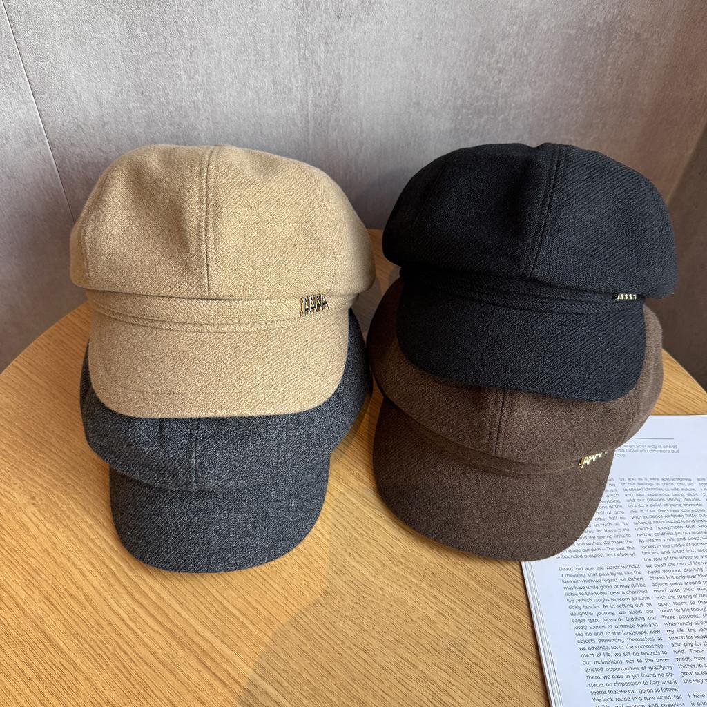 Color Solid Letter A Retro Beret Hat Ladies Polyester Fabric Fashion Accessory