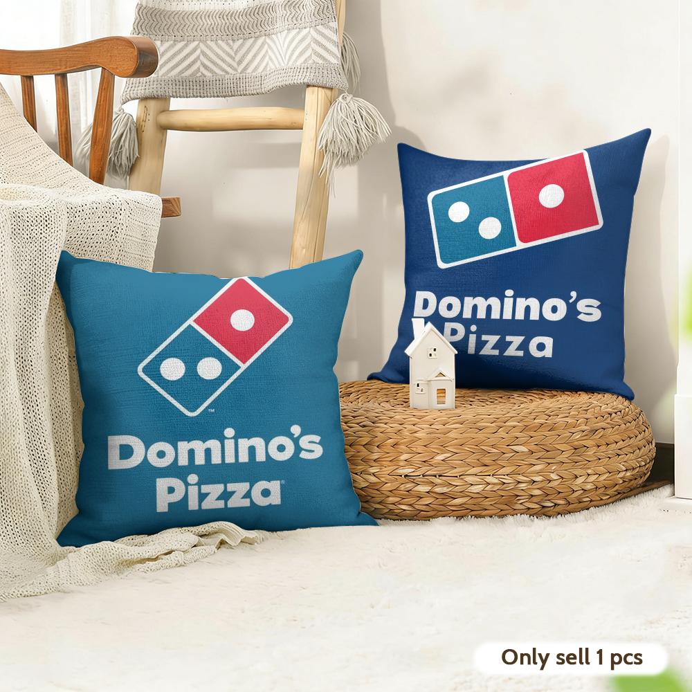 Food Anime DDominos Pizza Cushion Cover Natural Linen Organic Fabric DoubleSided Printing Sofa Home Decor Gift Pillow Case