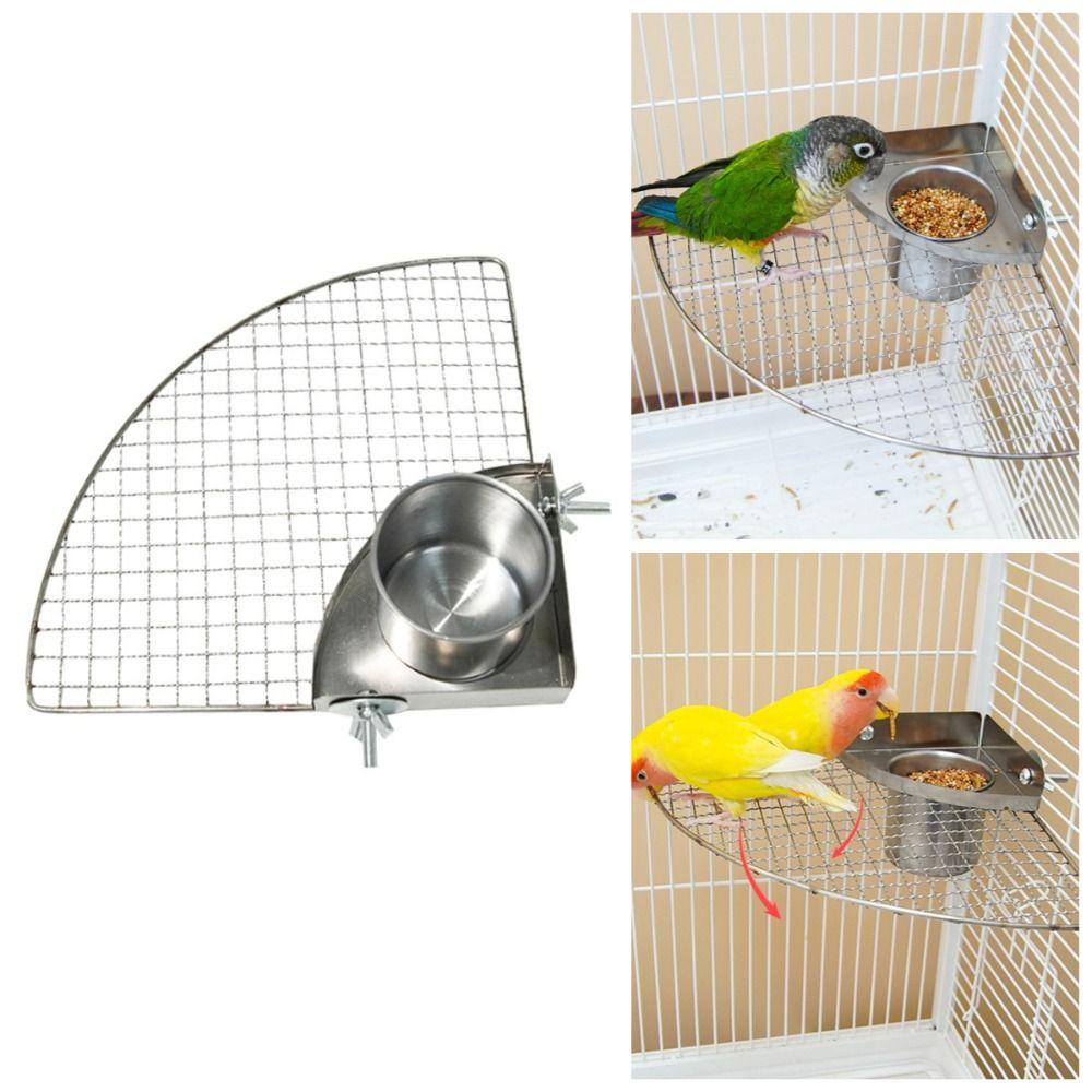 

Triangle Bird Food Feeder for Cage Stainless Steel Bird Food Container Bird Supplies