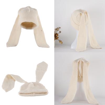 Winter Warm Cap Knitted Hat with Rabbit Ears Breathable Soft Crochet Beanie Women Headdress Outdoor Activity Headgear