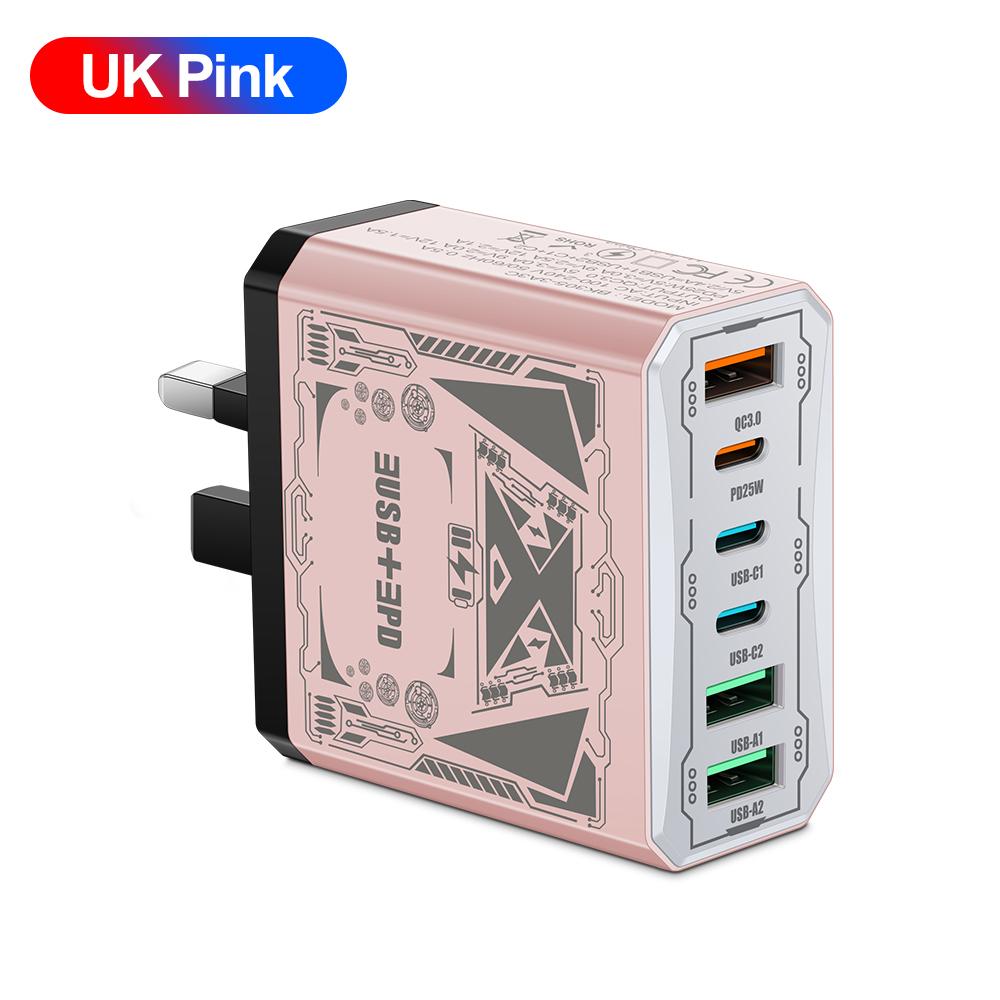 Carregador Rápido 25W 3 USB 3 PD Carregamento Rápido QC3.0 Carregador de Viagem Para iPhone Samsung Xiaomi Adaptador de Telefone Celular Tomada UE/EUA/Reino Unido