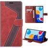 Case for Xiaomi Redmi Note 11/11S - E.F.Connection - Shockproof PU Leather - Red and Brown - Card Holder
