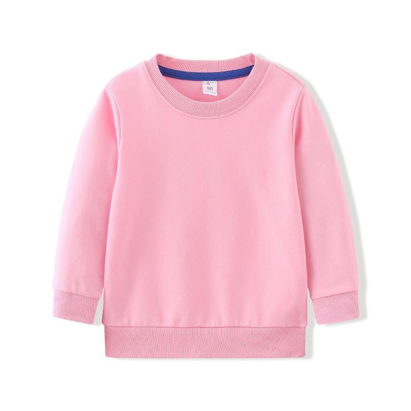 

Дитячі светри з чистої бавовни, весняно-осінні тонкі одноколірні светри з круглим вирізом і довгими рукавами, дитячий одяг 130 рожевий