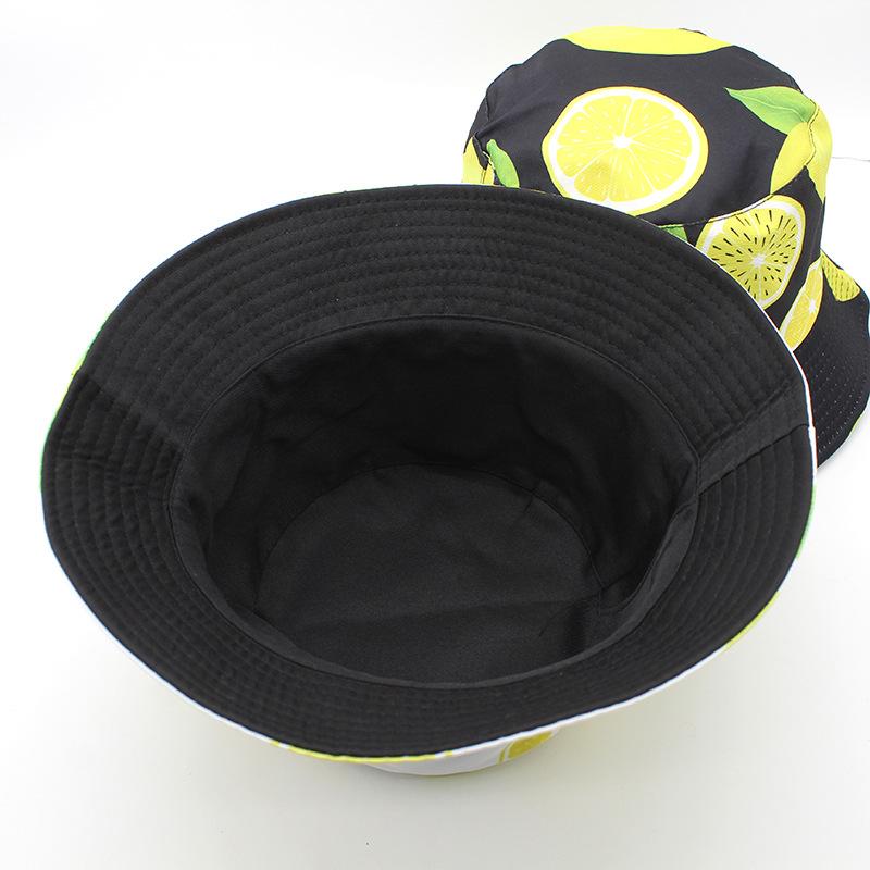 Tropical Print Fruit Pattern Bucket Hat Women Summer Lemon Sports Visor Hat Casual Pot Hat