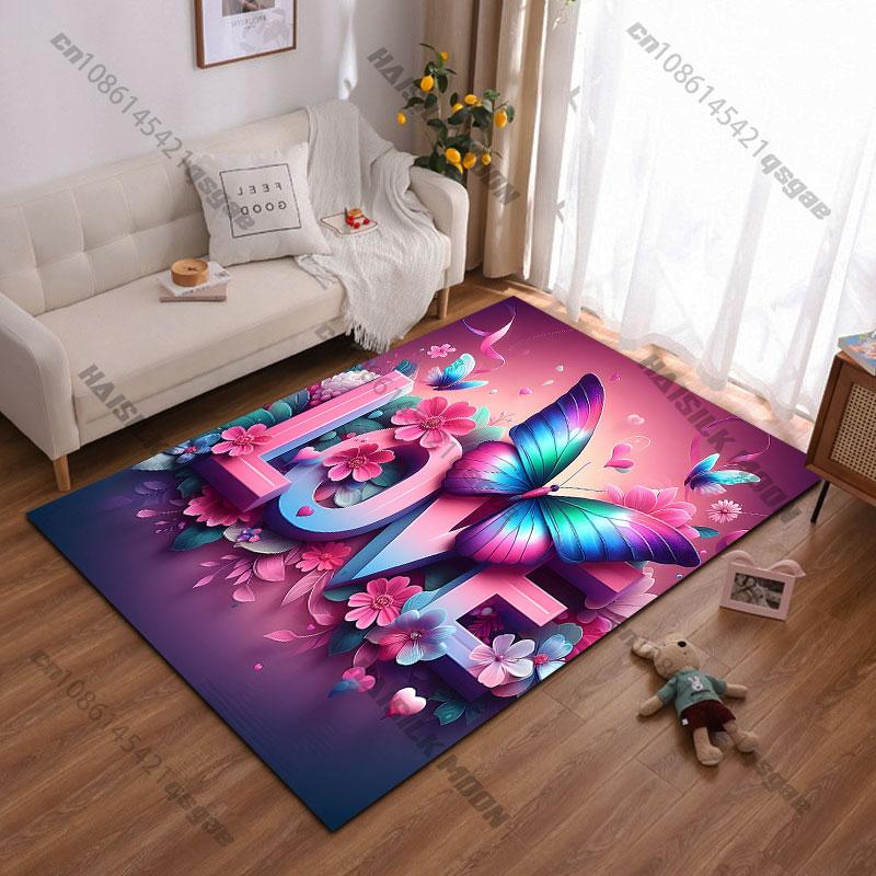 Butterfly flowers lovecarpet Yoga living room room decor children's crawling mat doormat area rug games floor mat