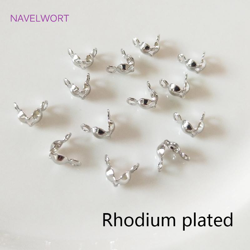 Jewellery Making Supplies Findings Thickened 14k/18k Real Gold Plating 4MM Double-Cup Bead Tip Crimp Cover for DIY