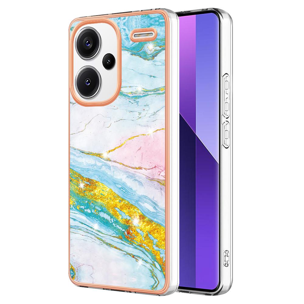 For Xiaomi Redmi Note 13 Pro+ 5G TPU Case with IMD Marble Pattern Electroplated Back Cover