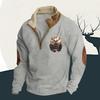 Höst Vinter Vintage Män Jackor 3D Älgtryckt Cowboy Långärmad Fleece Bomull Halv Dragkedja Man Kappor Hoodies Sweatshirts