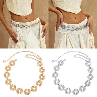 Adjustable Metal Chain Belt Luxury Chain Waistband Versatile Circular Belt  For Women