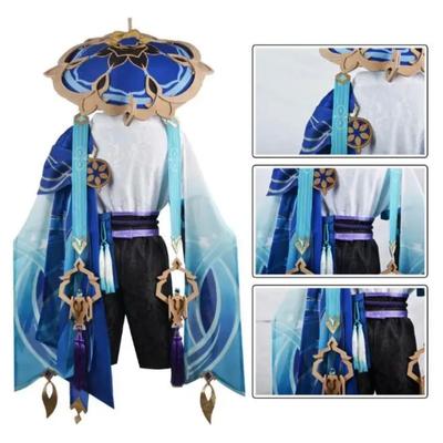 Genshin Impact Scaramouche Wanderer Cosplay Costume Halloween Balladeer Kunikuzushi Bucket Hat Costume Wig Cos Sumeru Anemo Suit