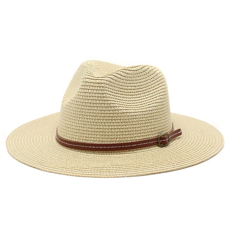 Summer Panama Straw Hat for Men Women, Wide Brim Sun Cap Beach Vacation, UV Protection Travel Hat
