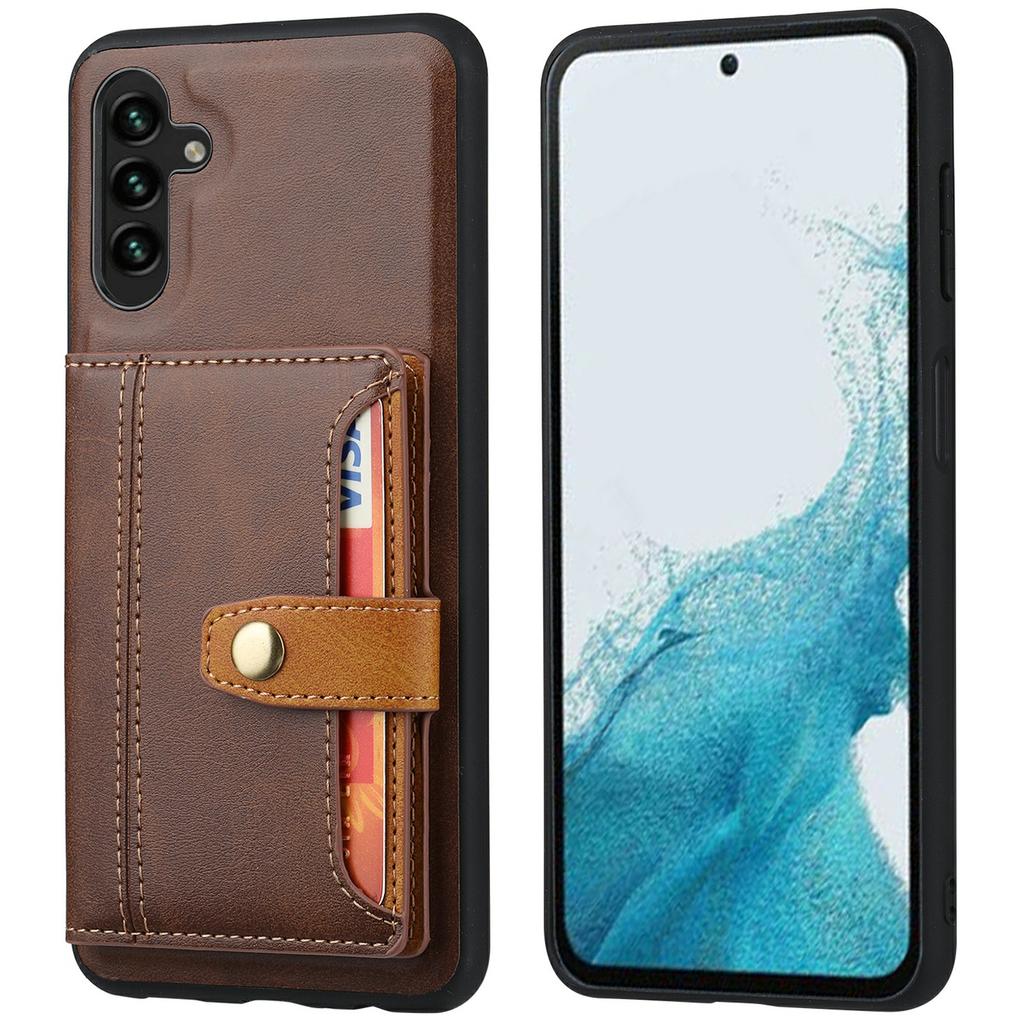 For Samsung Galaxy S25 Case Calf Texture Card Holder PU Leather + TPU Kicsktand Phone Cover