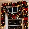 8-meter realistic Christmas decoration wreath with dark snowflake tips and 9 red bows, perfect for holiday parties, homes
