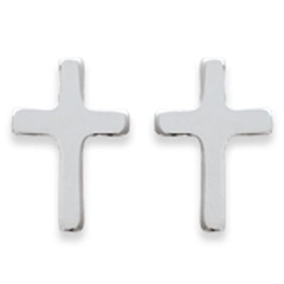 [C6307] - Silver 'Cross' Silver Earrings - 9x5 Mm