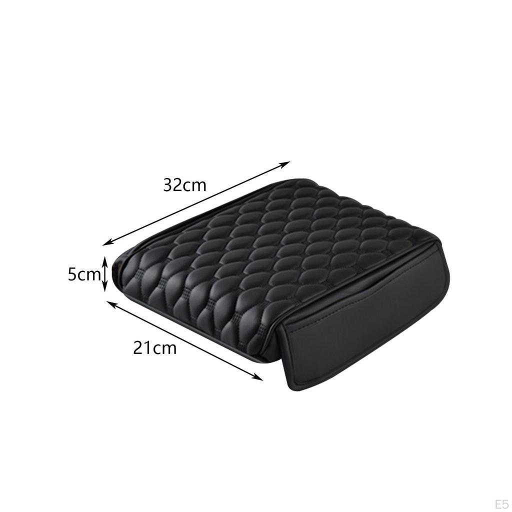 Car Armrest Cushion Pillow PU Leather with Storage Pocket Arm Rest Pad Box Cover
