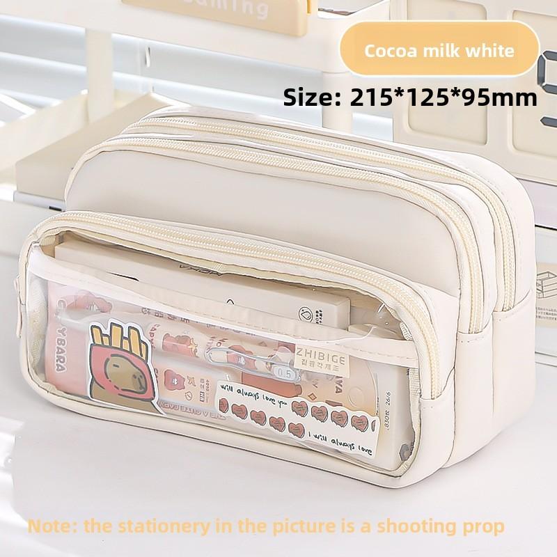 Transparent Pencil Case Large Capacity With Multi Function Design For Students And Office Use