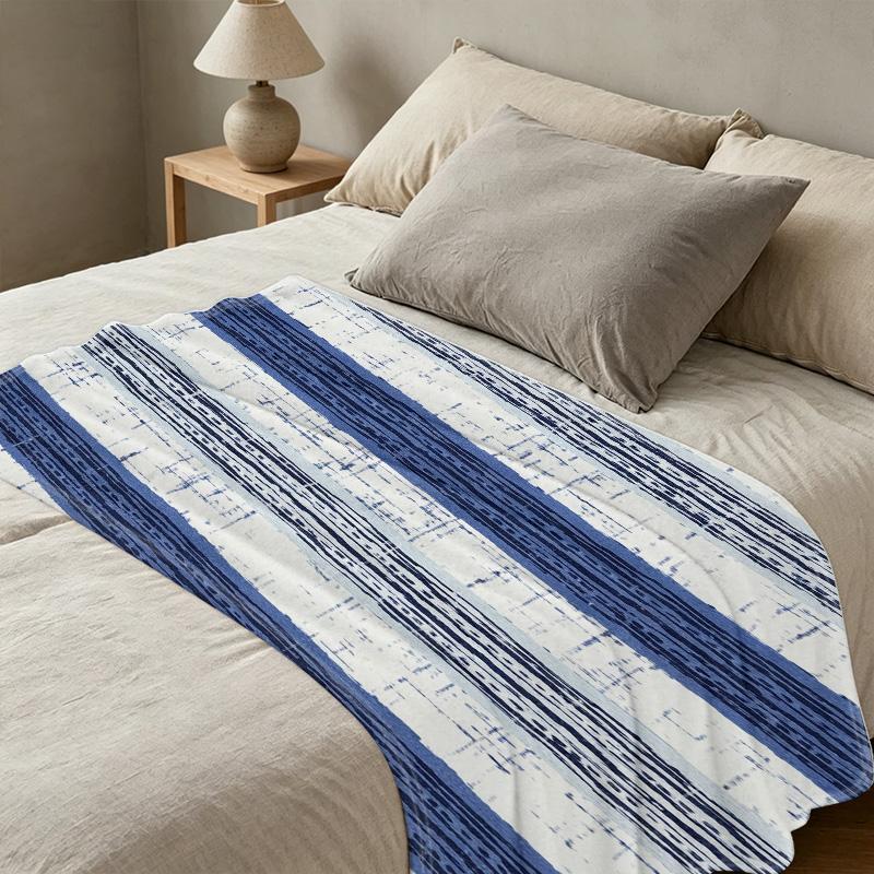 Ultra Soft Plush Flannel Throw Blanket Simple Striped, Dense Plush Texture, Warm Cozy for Home Leisure, Car Trips, Halloween & Christmas Relaxation