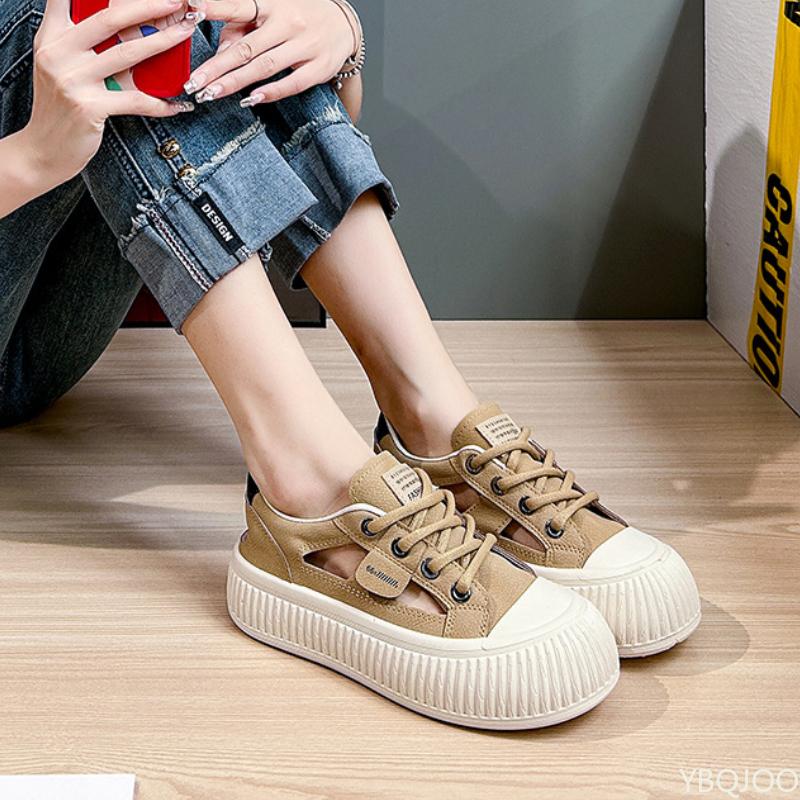 New Hollow Out Sports Women's Shoes 2025 Breathable Casual Thick Soled Vulcanized Board Shoes Platform Sneakers Zapatos De Mujer