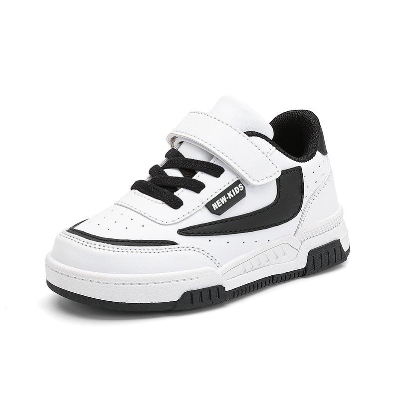 525 Children's Wear-resistant Little White Shoes Classmates 2025 New Boys Casual Sports Shoes Girls Leather Soft Baseplate Shoes