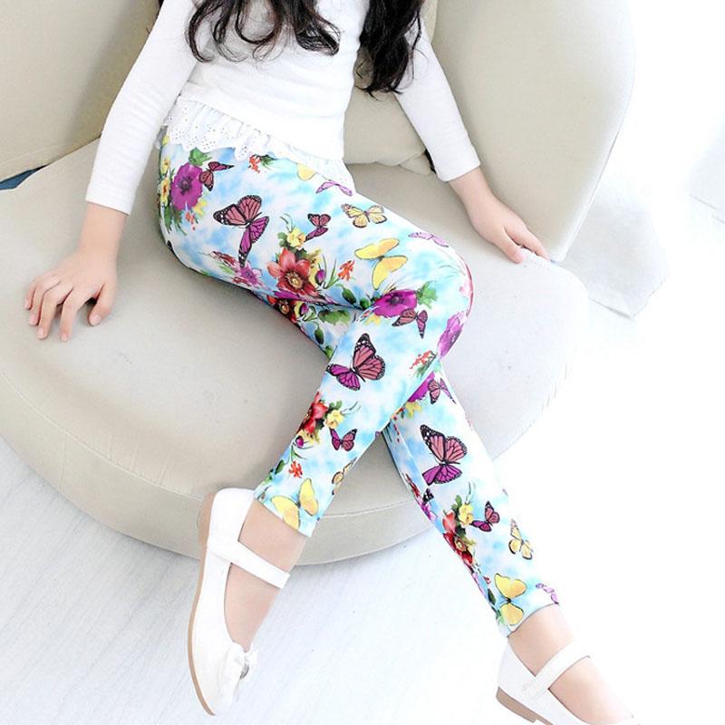 Mädchen Leggings Dehnbar Frühling Sommer Blumenmuster Kinder Kinder Hosen